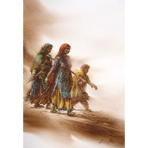 Ali Abbas, Gard Baad I, 15 x 22 Inch, Watercolor on Paper, Figurative Painting, AC-AAB-258